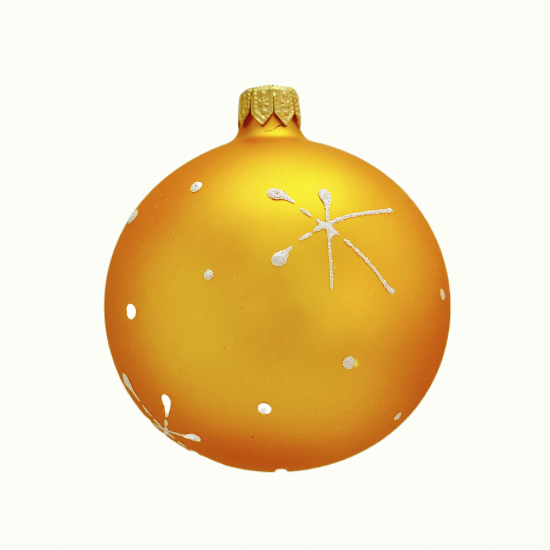Елочная игрушка шар стеклянный (Символ года 2023) Зайка № 16 (золотой матовый), диаметр 85 мм