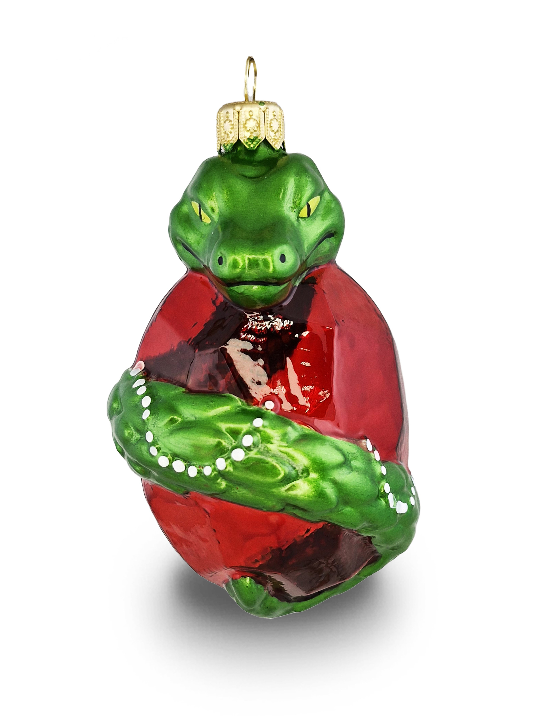 Змея на рубине зеленая елочная игрушка