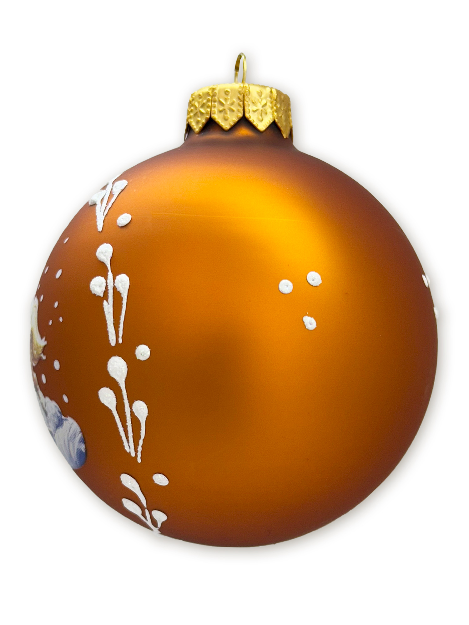 Лошадка лыжник, шар 8 см, золотой матовый