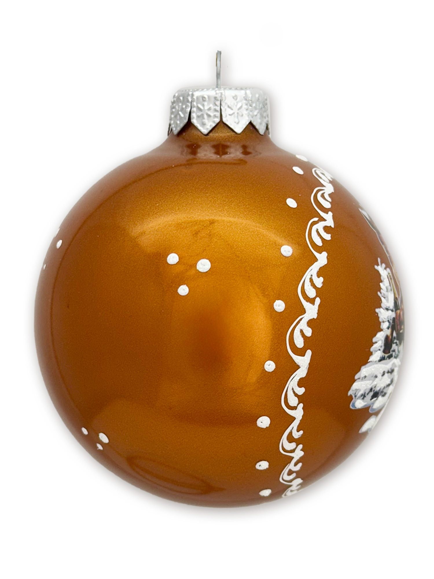 Лошадка с шампанским, шар 8см, золотой глянец