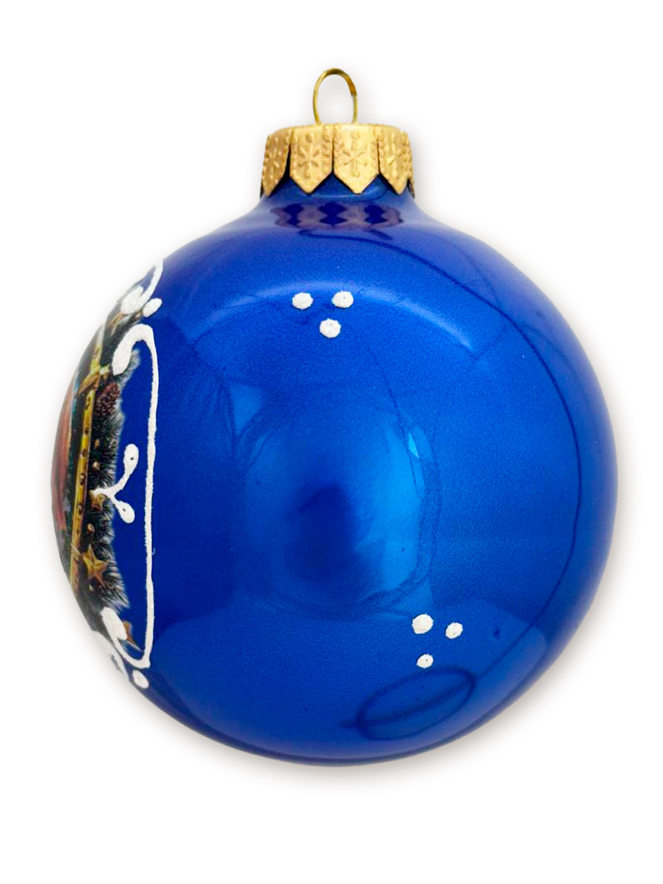 Лошадь в венке , шар 8 см, голубой глянец