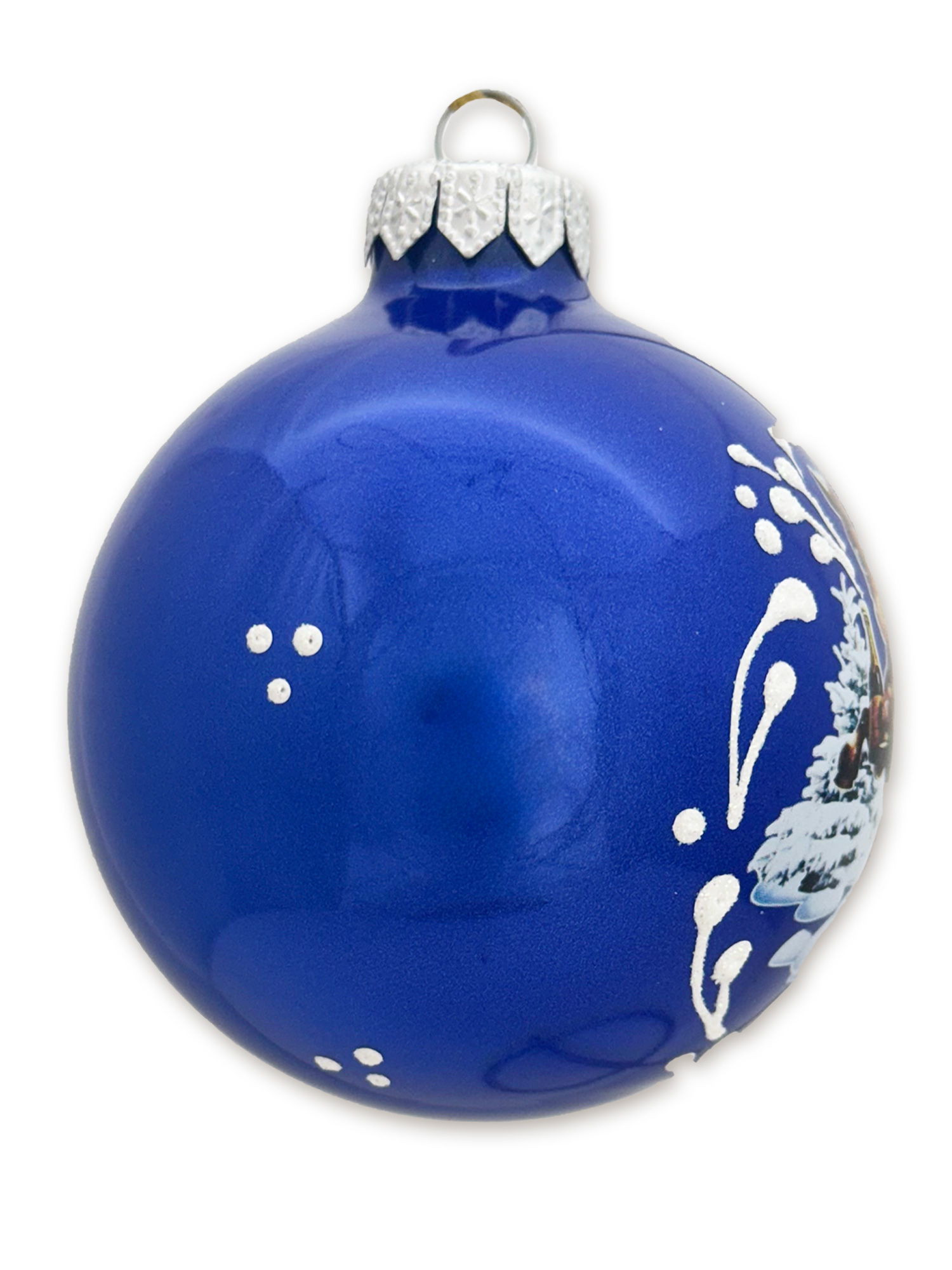 Лошадка с шампанским, шар 8см, голубой глянец