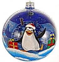Пингвин и подарки, шар 100 мм