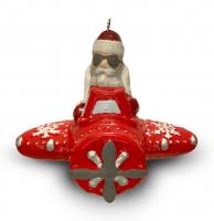 Елочное украшение Дед Мороз в самолете (9 см)