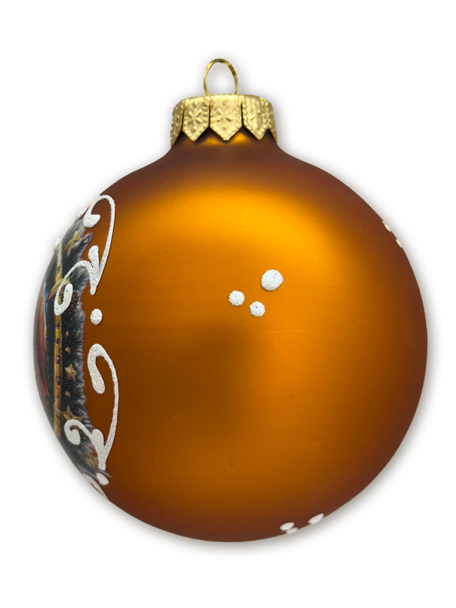 Лошадь в венке , шар 8 см, золотой матовый