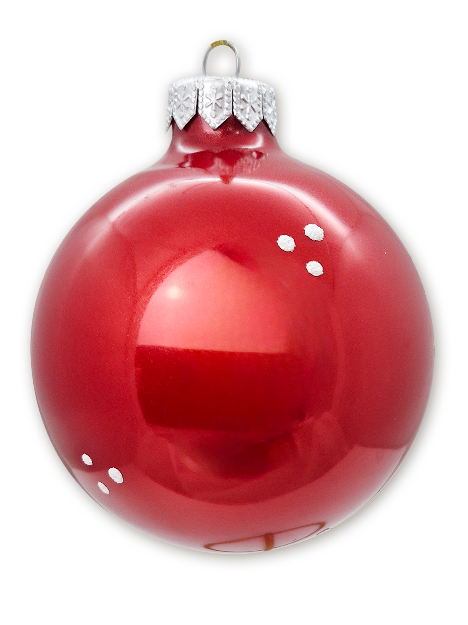 Лошадка лыжник, шар 8 см, красный металик