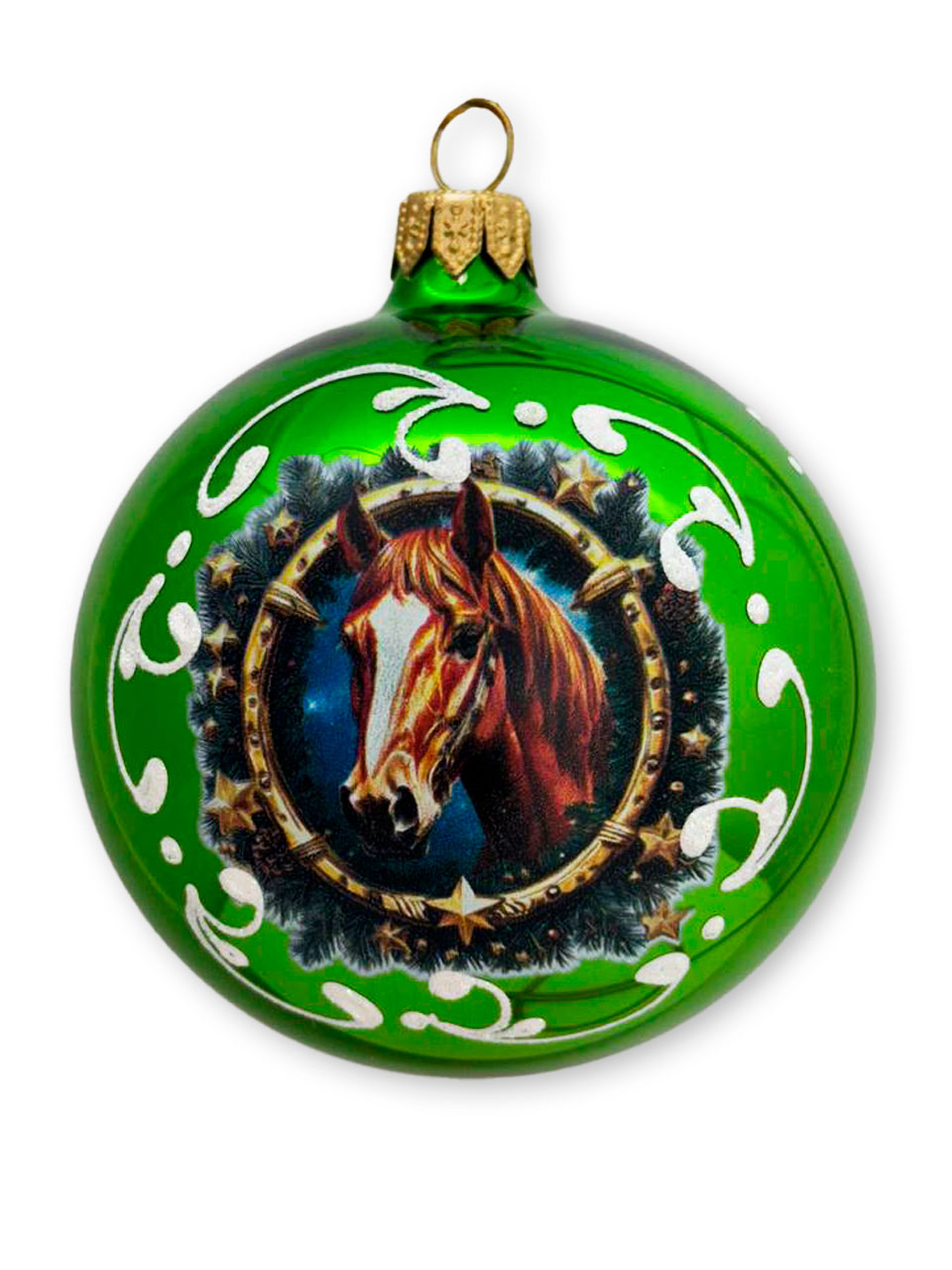 Лошадь в венке , шар 8 см, салатовый глянец