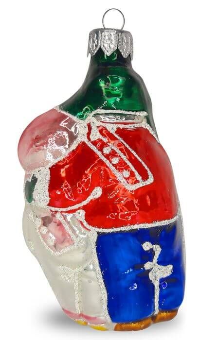 Елочная игрушка стеклянная декорированная "Дети лепят снеговика" артикул Ф-100, формовая игрушка