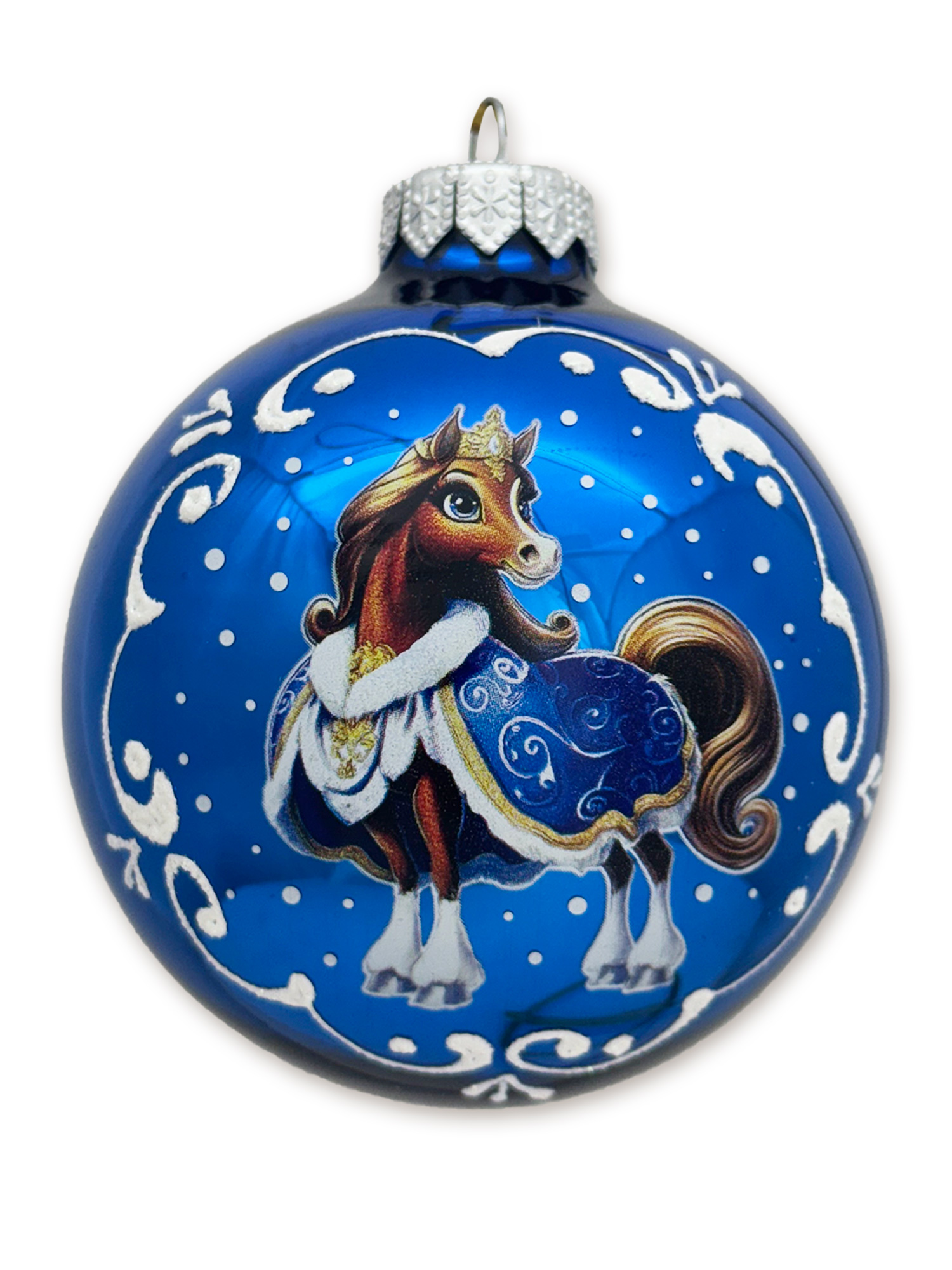 Лошадка-принцесса, шар 8 см, голубой глянец
