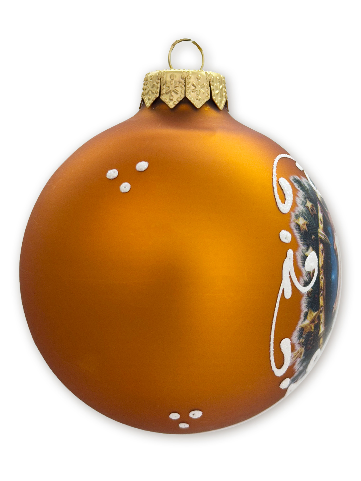 Лошадь в венке , шар 8 см, золотой матовый