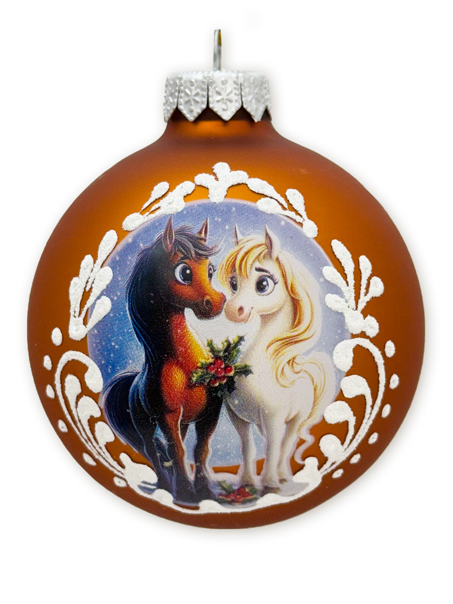 Влюбленная парочка, шар 8 см, золотой матовый