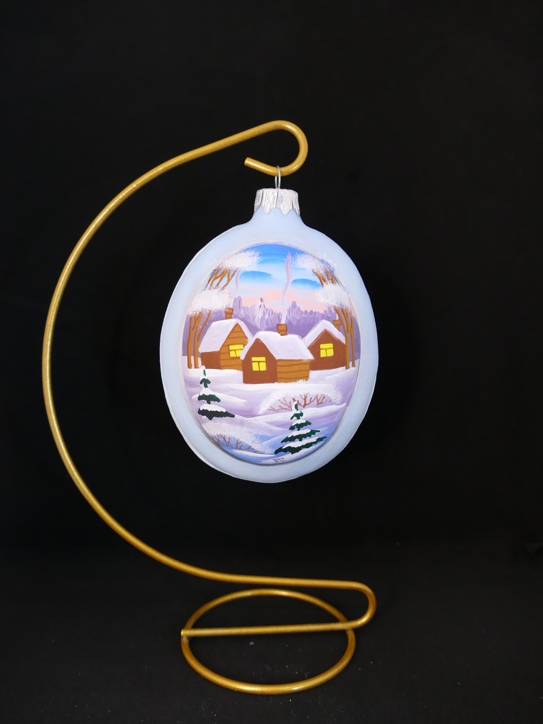 Елочная стеклянная игрушка Снегурочка, форма медальон, 10 см
