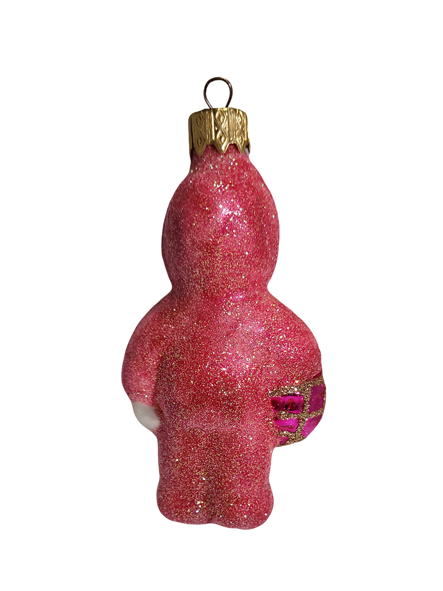 Елочная стеклянная игрушка Малыш в розовом комбинезоне, 9 см, формовая игрушка