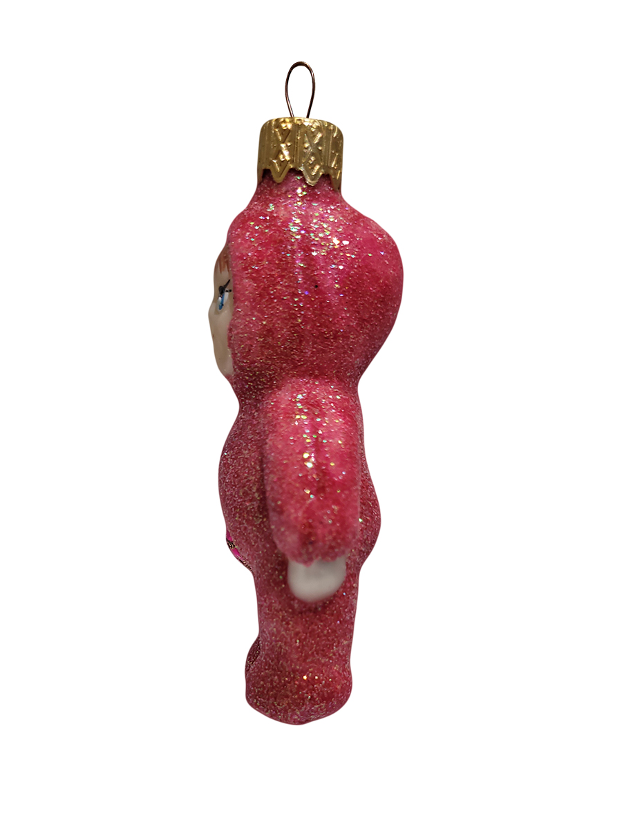 Елочная стеклянная игрушка Малыш в розовом комбинезоне, 9 см, формовая игрушка