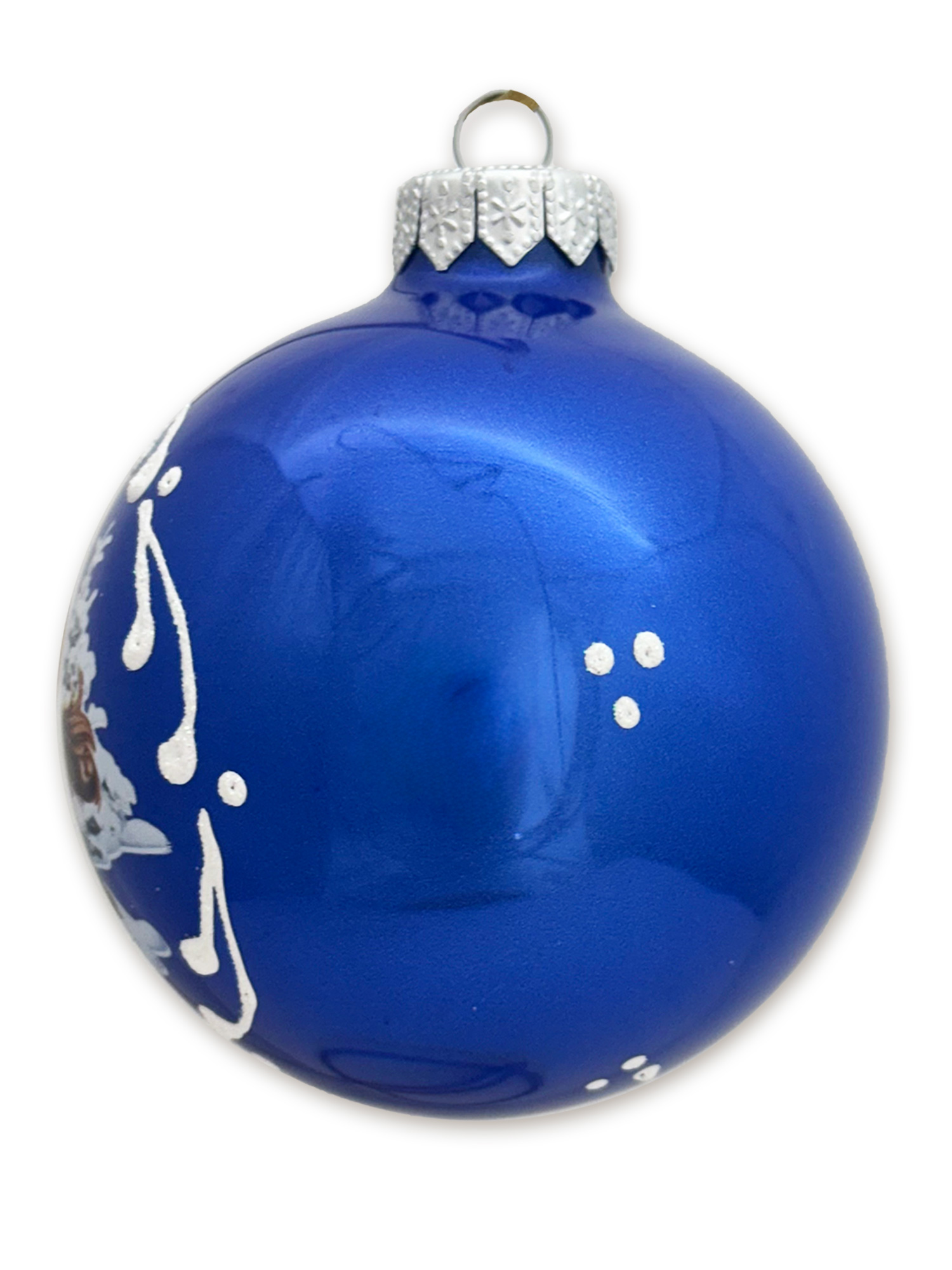 Лошадка с шампанским, шар 8см, голубой глянец