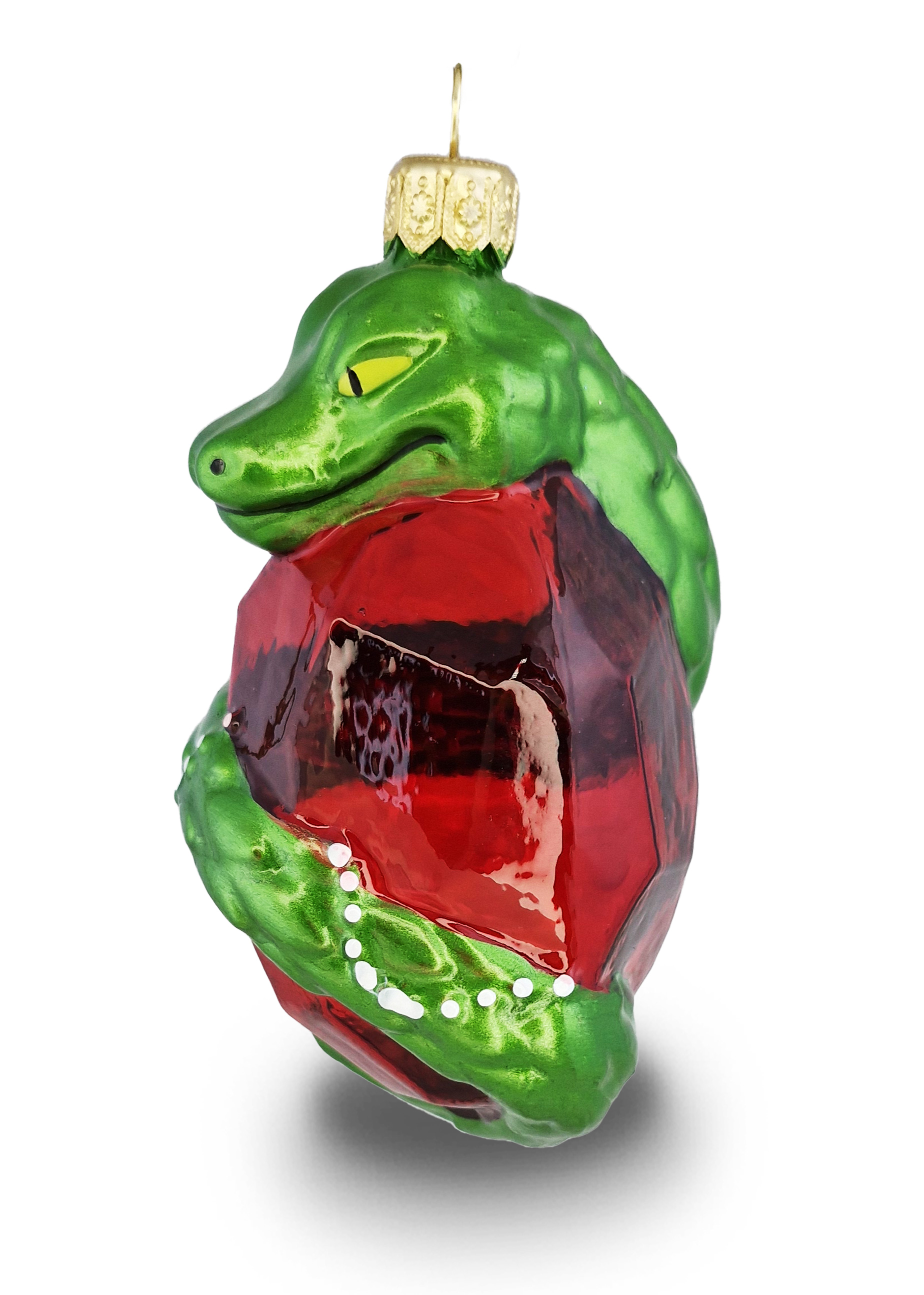 Змея на рубине зеленая елочная игрушка