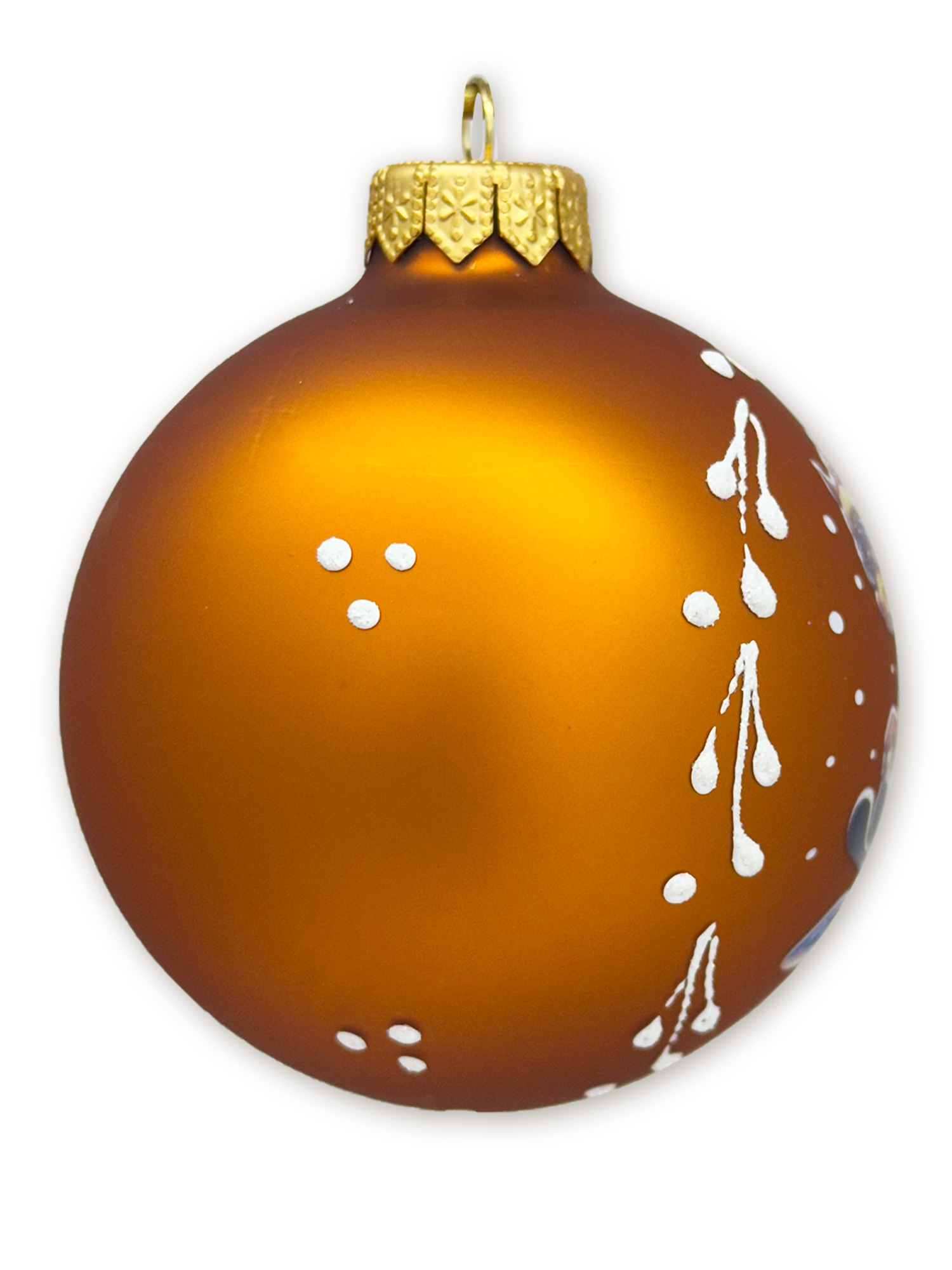 Лошадка лыжник, шар 8 см, золотой матовый